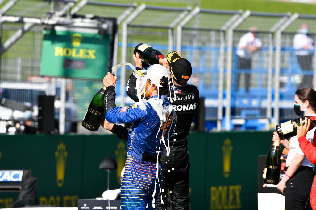 El podio estaba encarrilado en el Gran Premio de Austria 2020, pero eso no impidió que manara el champán