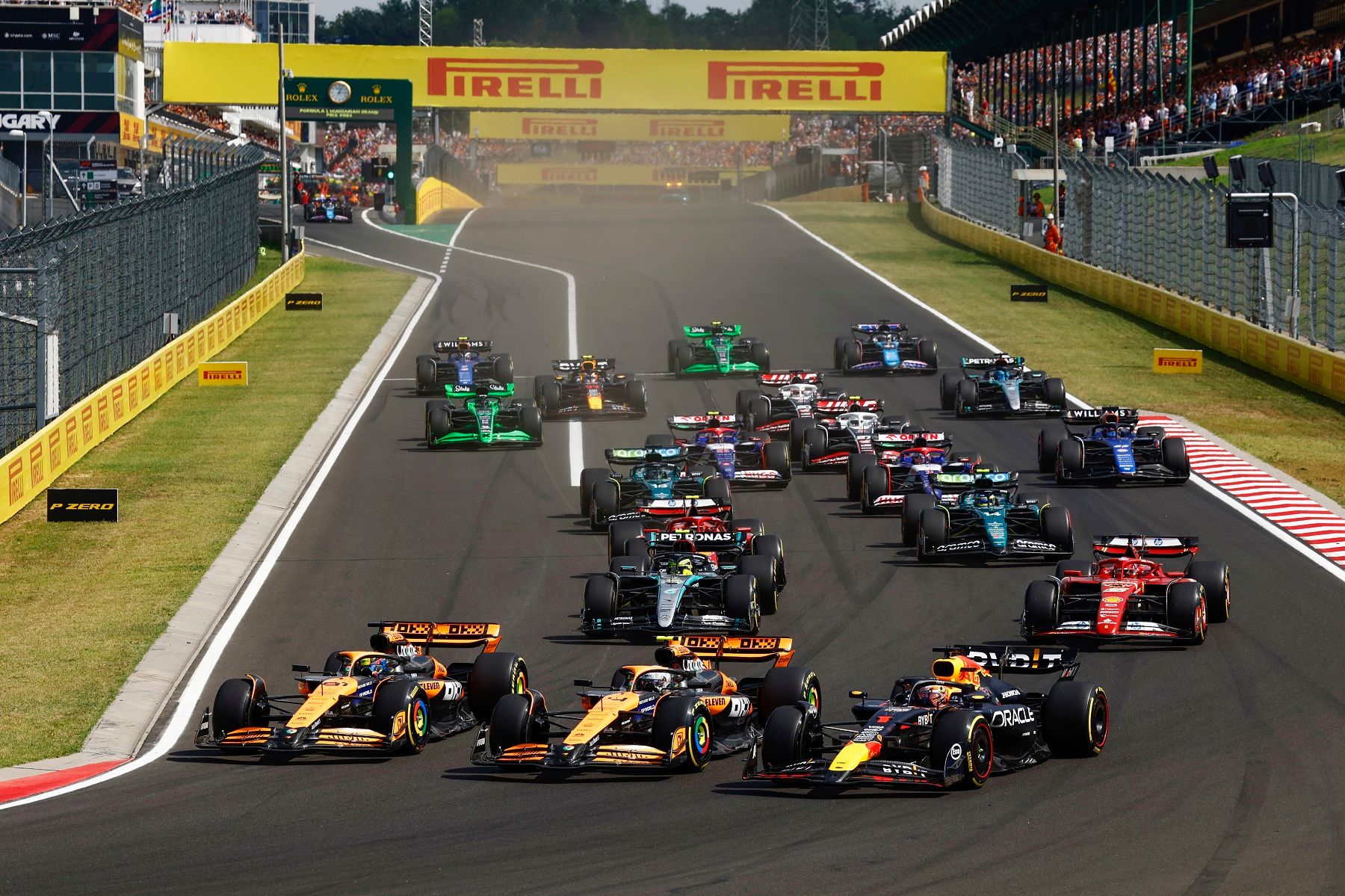 Oscar started the Hungarian Grand Prix from second but took the lead at the start