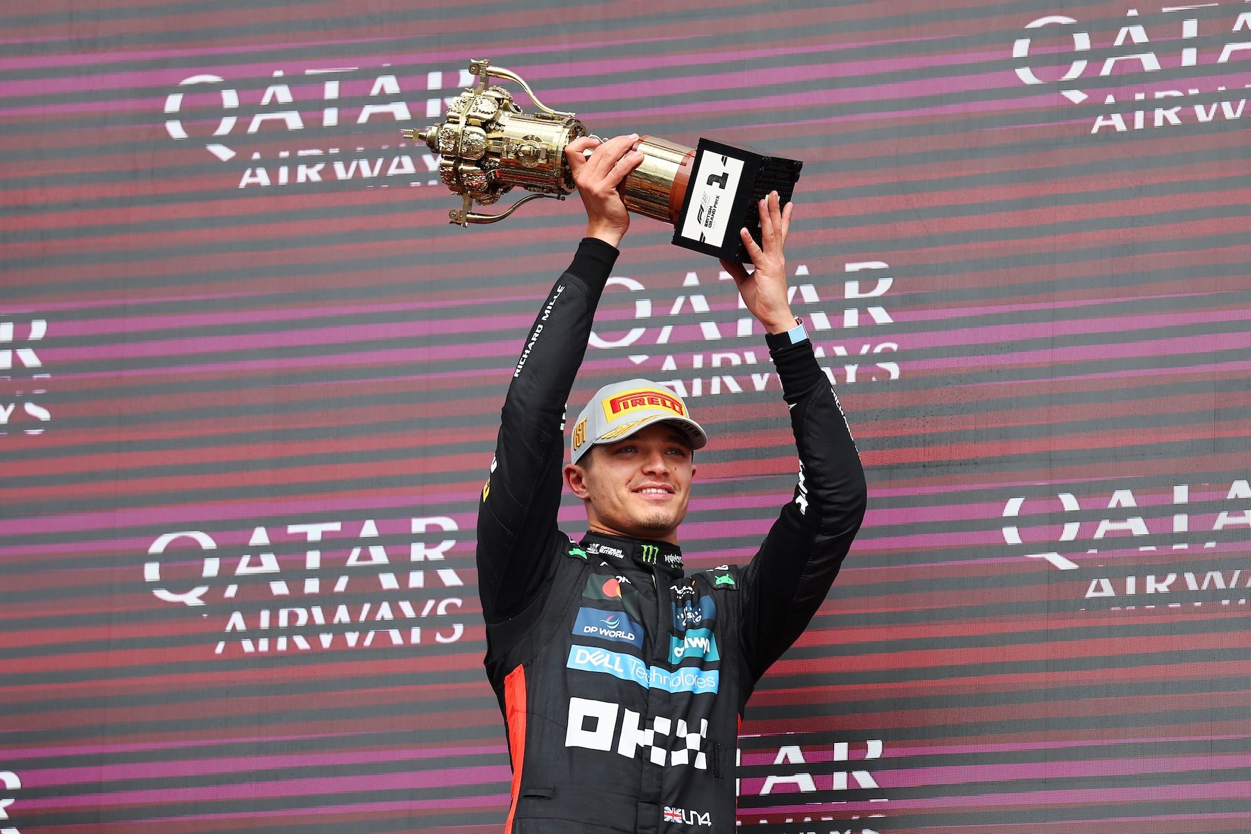 Lando celebrates his British GP win