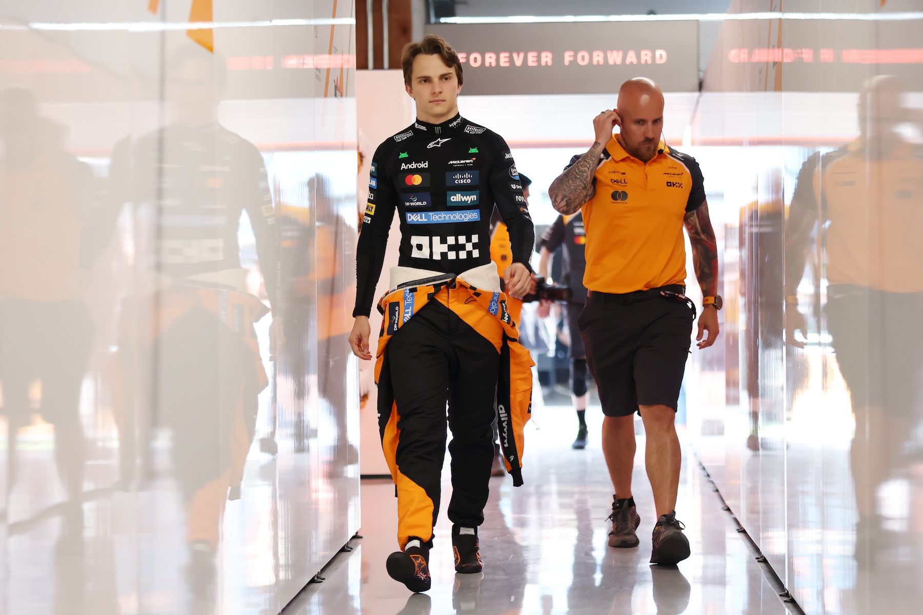 Oscar walks into the garage in Canada