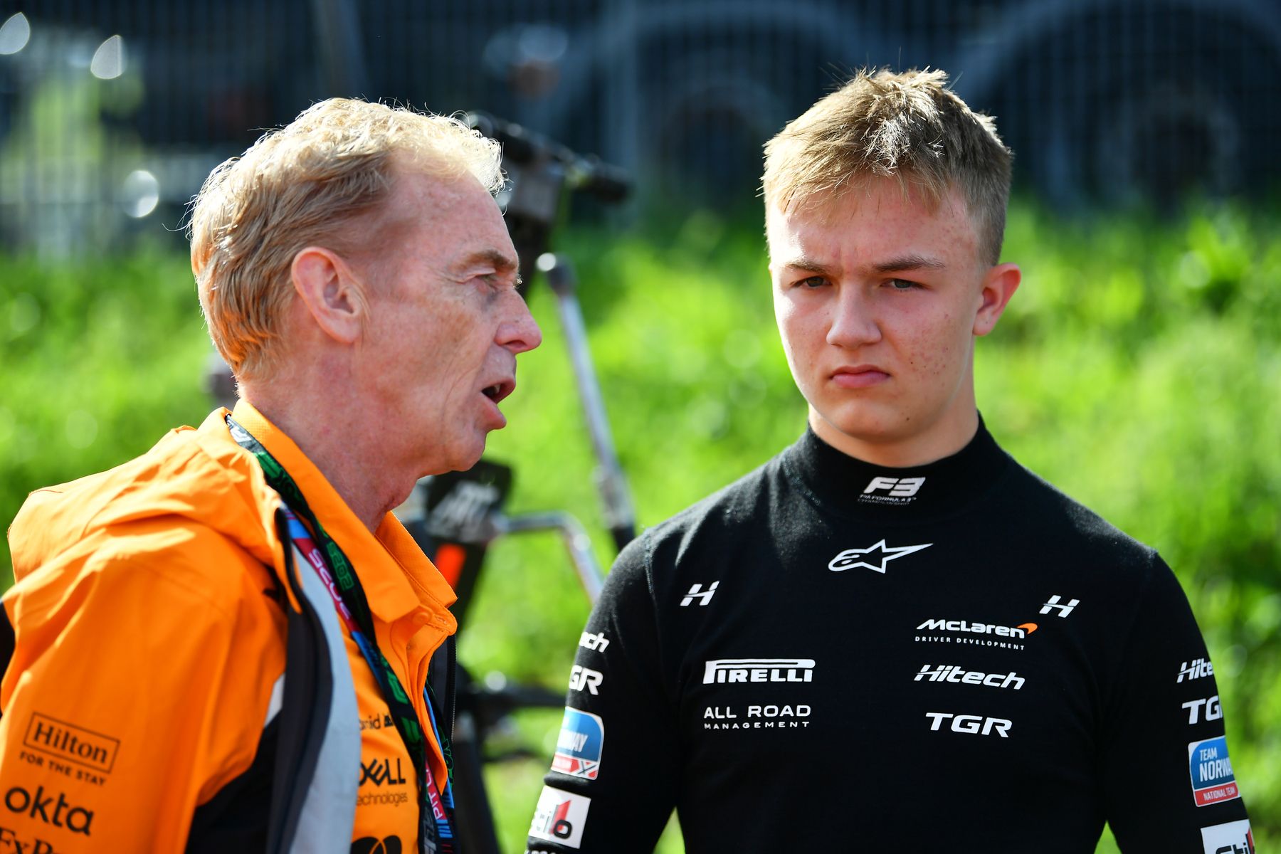 Head of McLaren Driver Development Programme Warren Hughes with Martinius Stenshorne