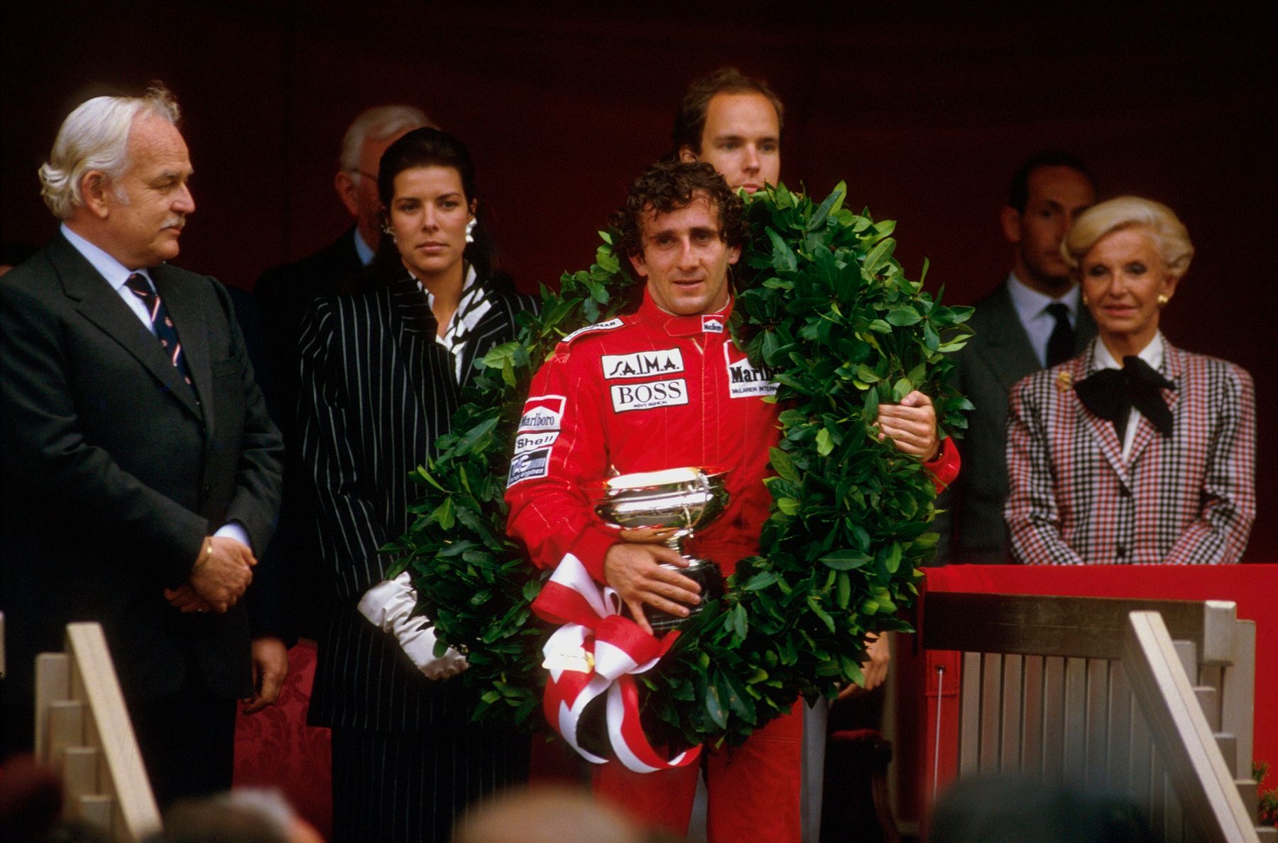 Prost celebrating in Monaco