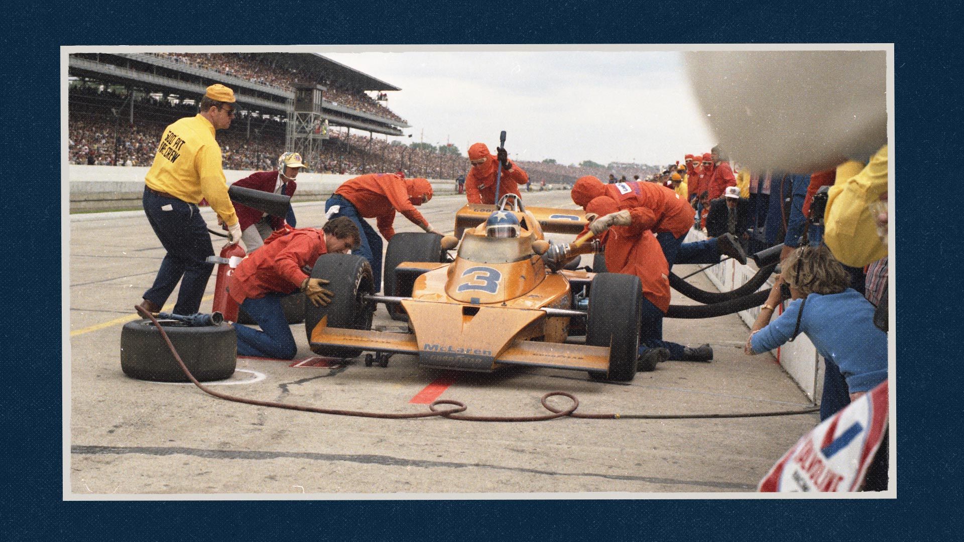 Johnny Rutherford on pit lane during the 58th Running of the Indianapolis 500.