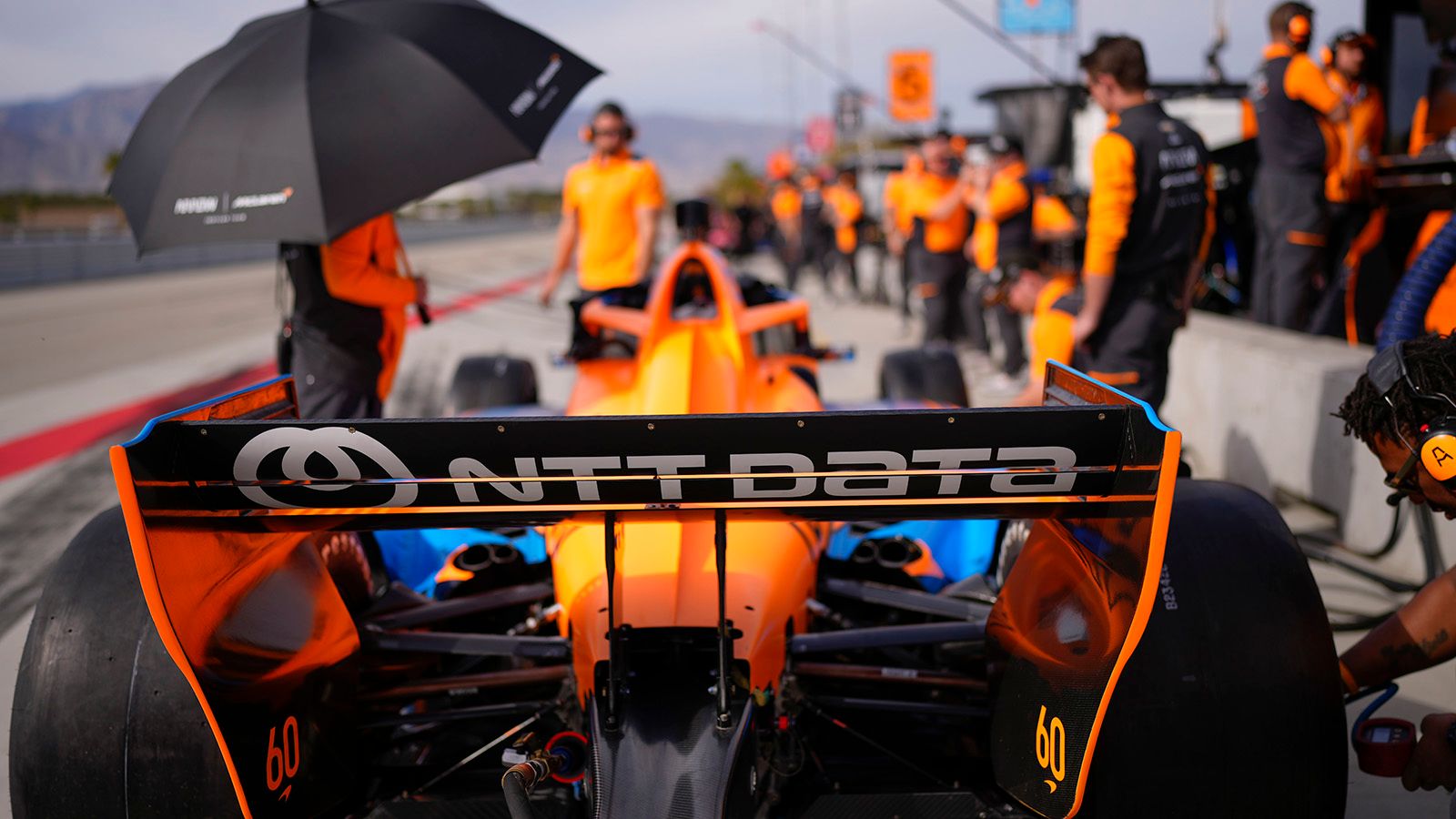Arrow McLaren IndyCar Team on pit lane during the 2023 INDYCAR Open Test at The Thermal Club.