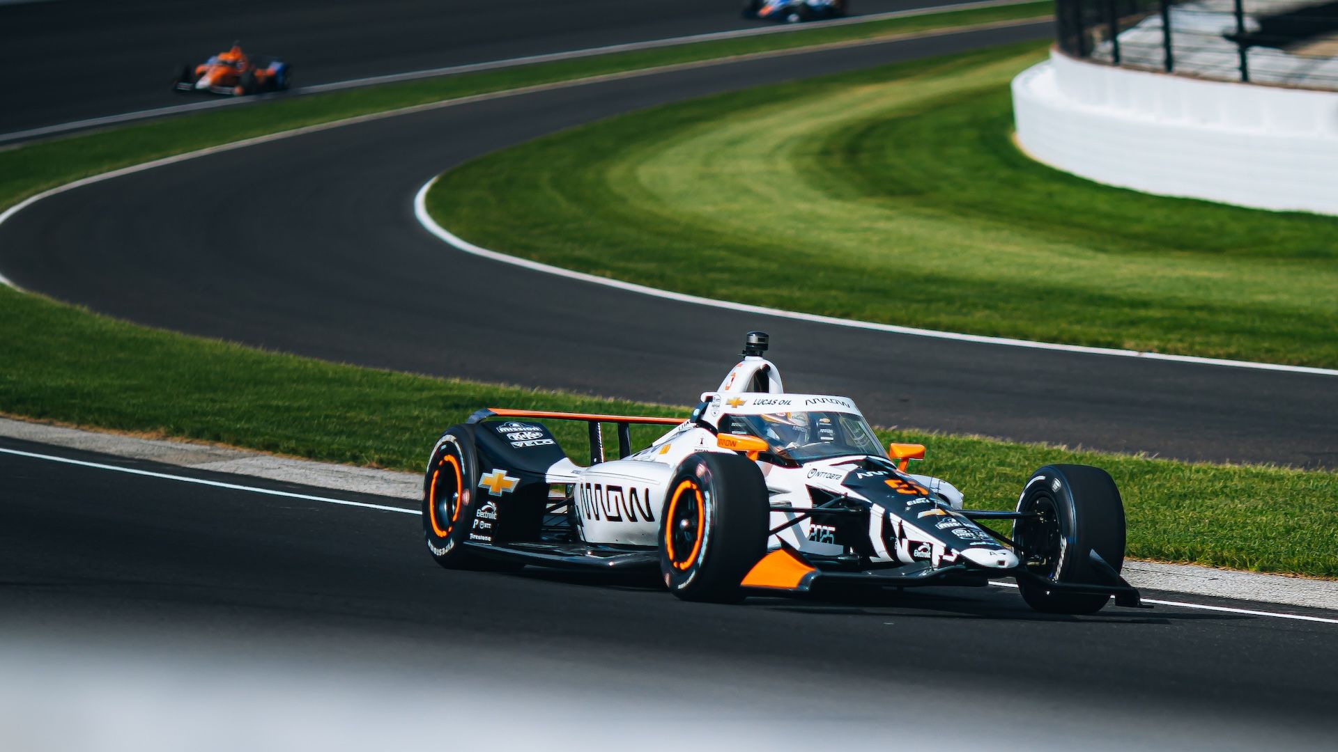Pato O'Ward driving the No. 5 Arrow McLaren Chevrolet at the Indianapolis Motor Speedway..
