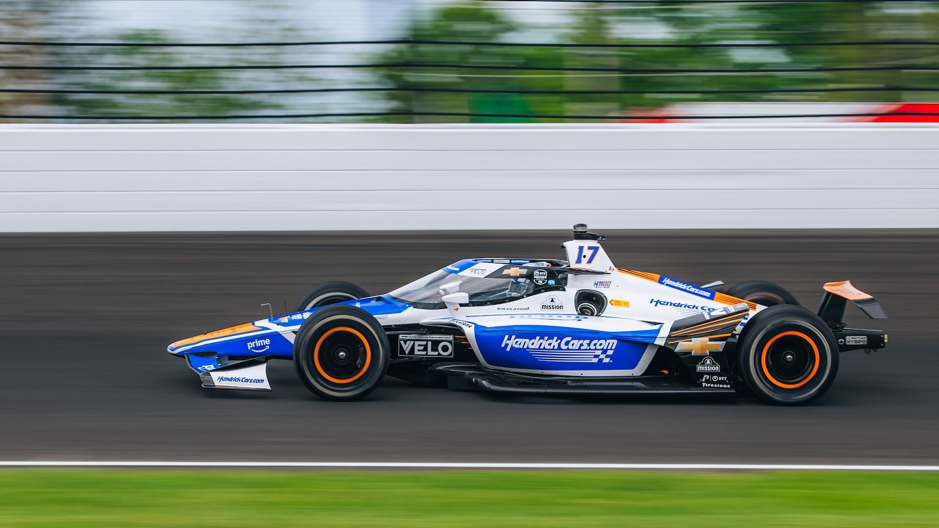 Kyle Larson on-track during the IMS Open Test.