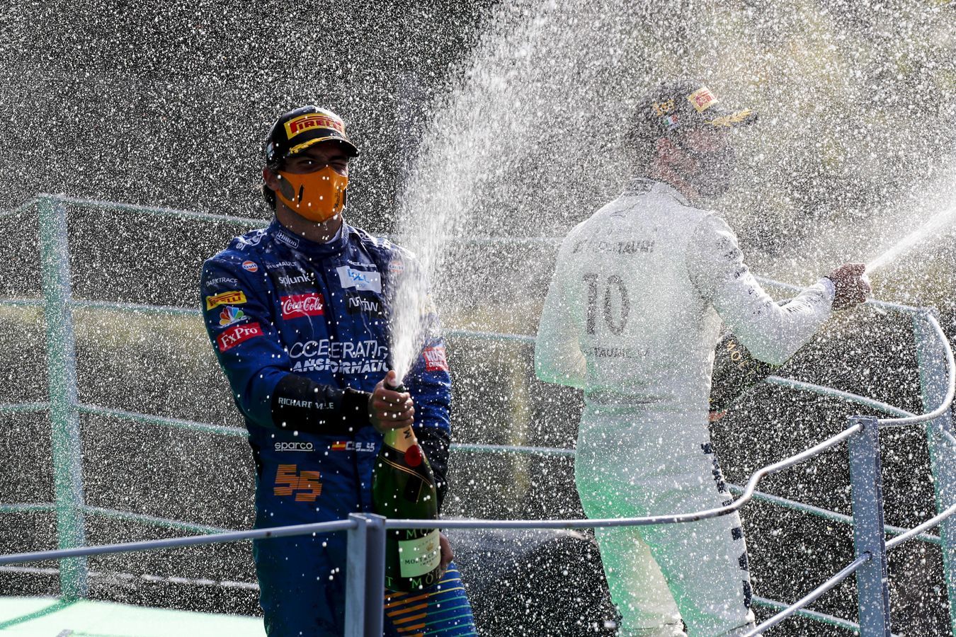 Carlos celebrates P2 on the podium in Monza