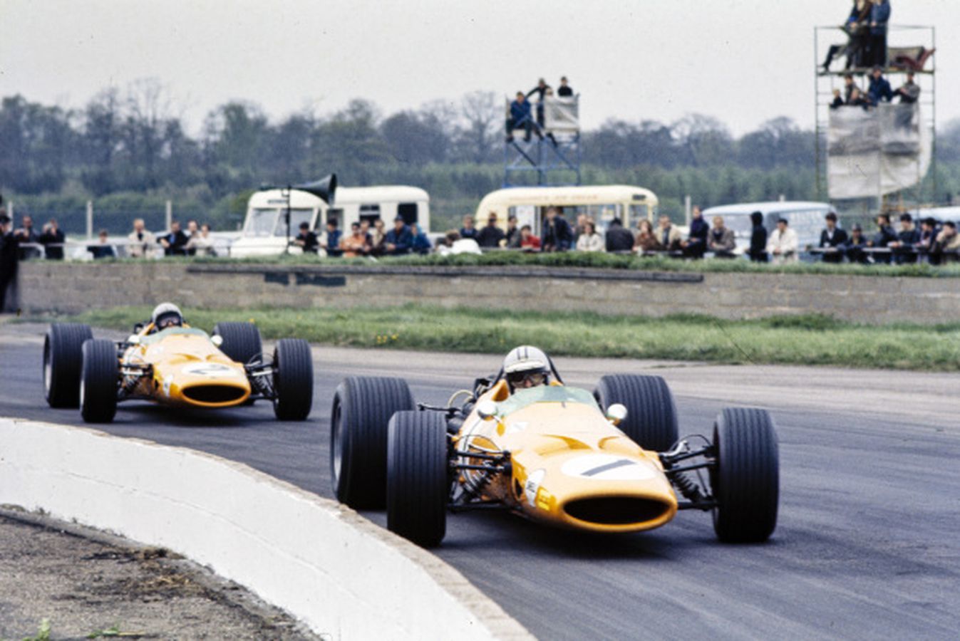 Denny Hulme beat Bruce McLaren to victory in the 1968