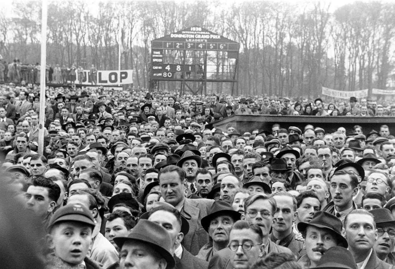 The crowd watch during the 1938 Donington GP