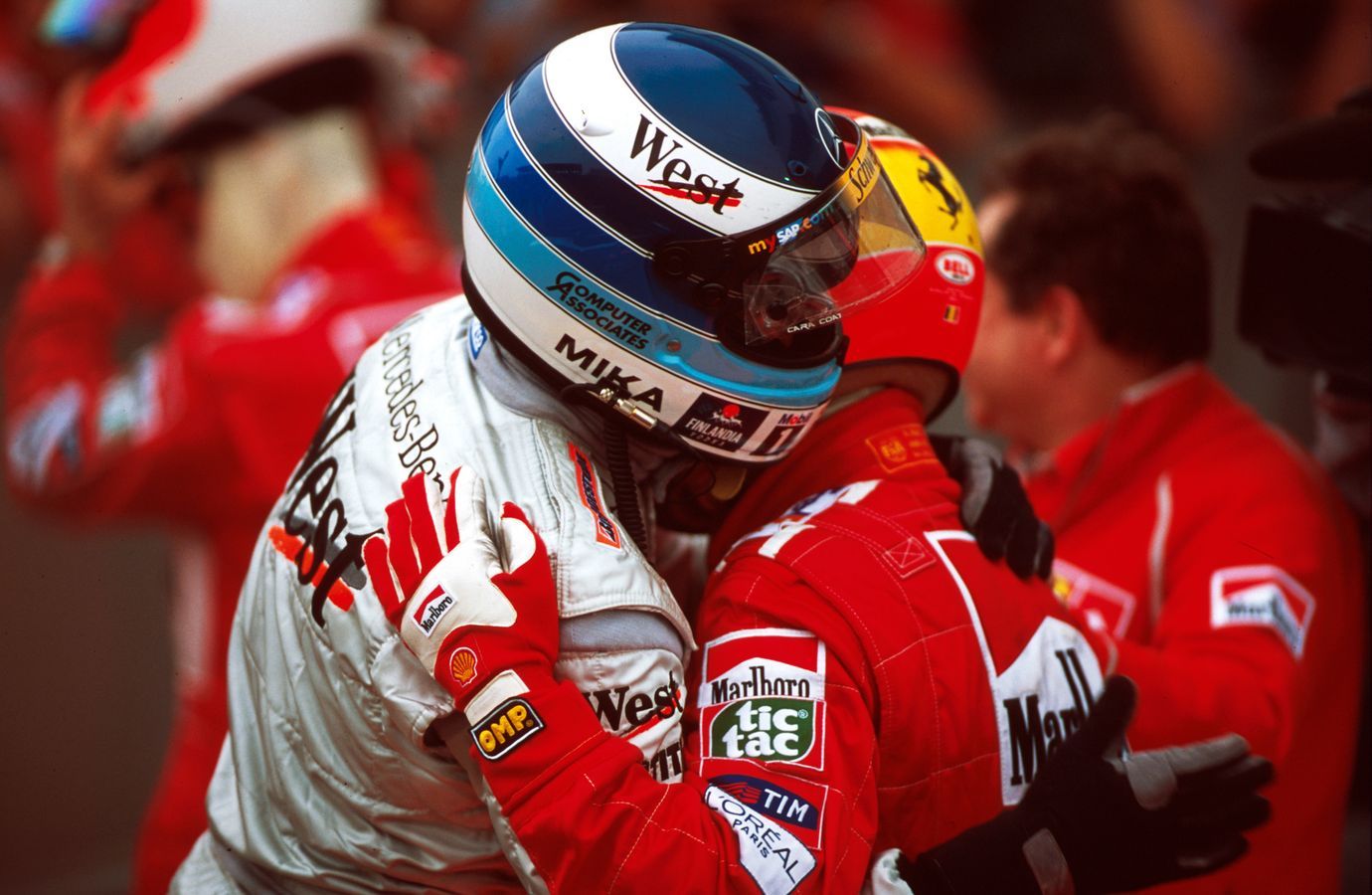 A congratulatory hug between Mika and Michael