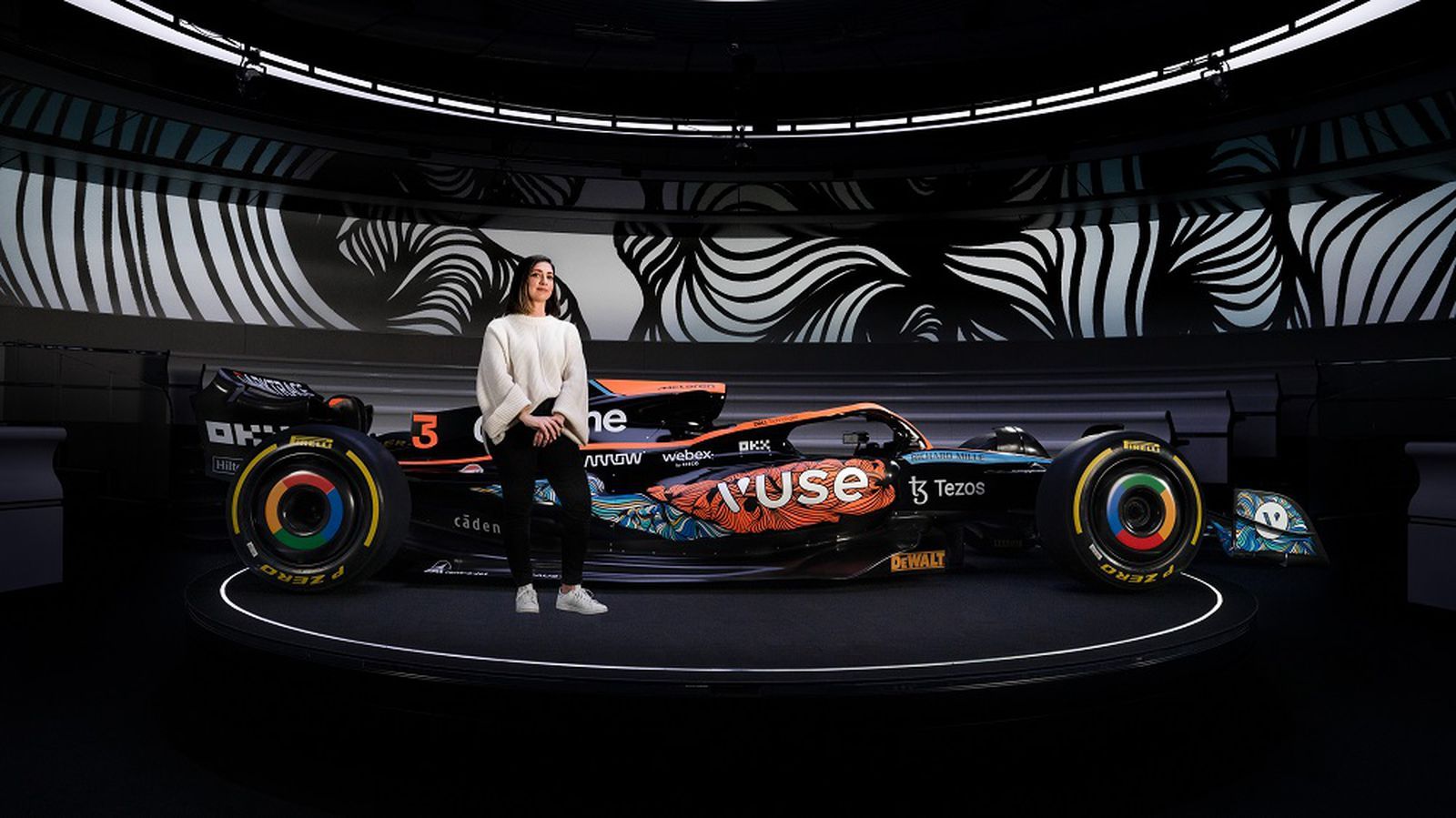 The MCL36 will sport a one-off livery in Abu Dhabi, designed by Anna Tangles as part of Vuse's Driven By Change initiative