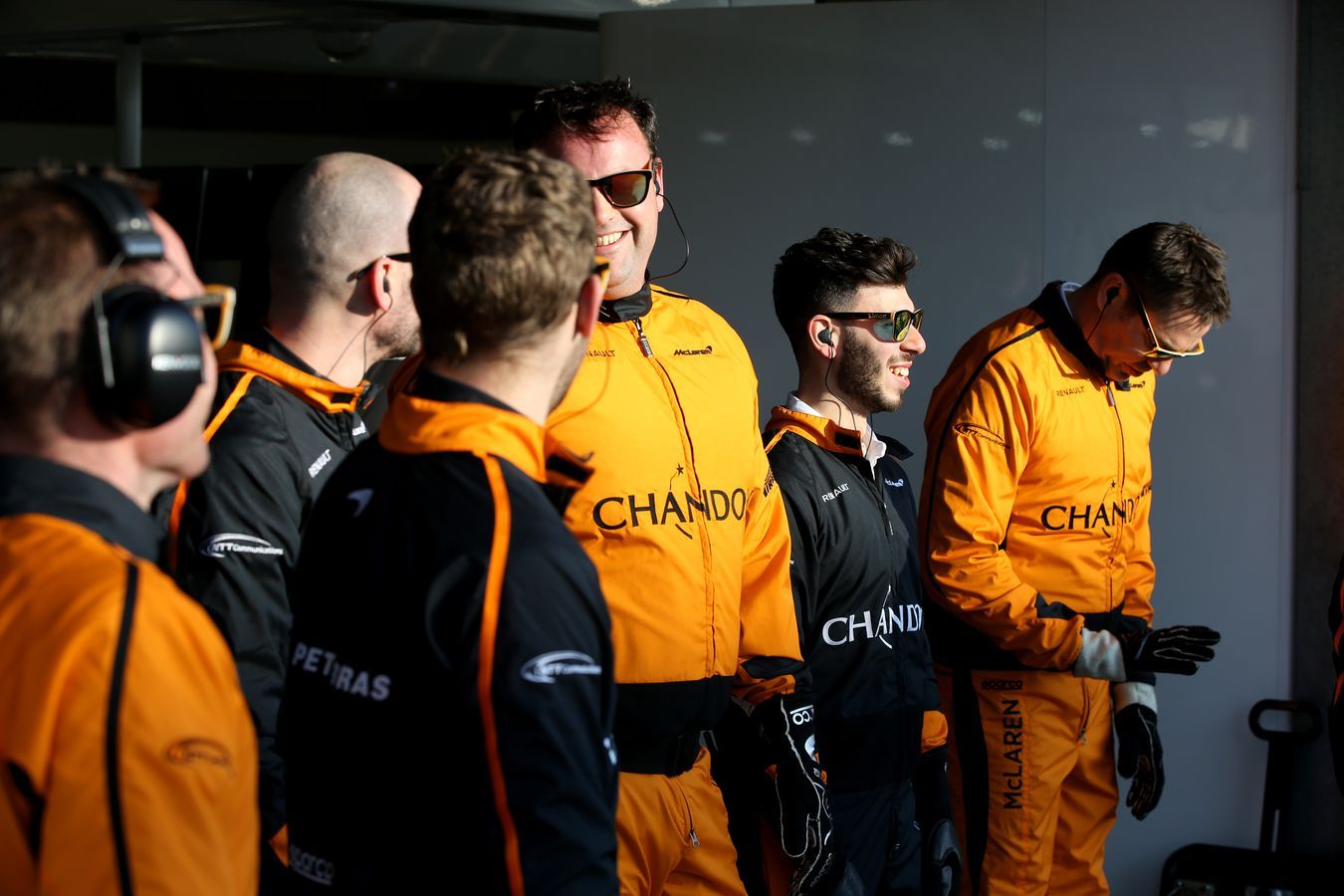 Smiles in the McLaren garage