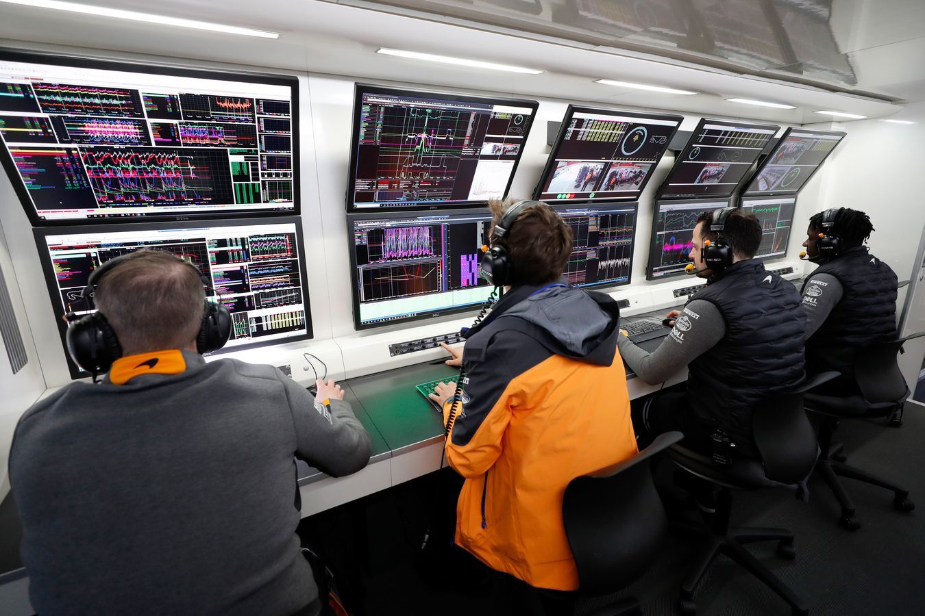 Our race engineers channel information from the wider team